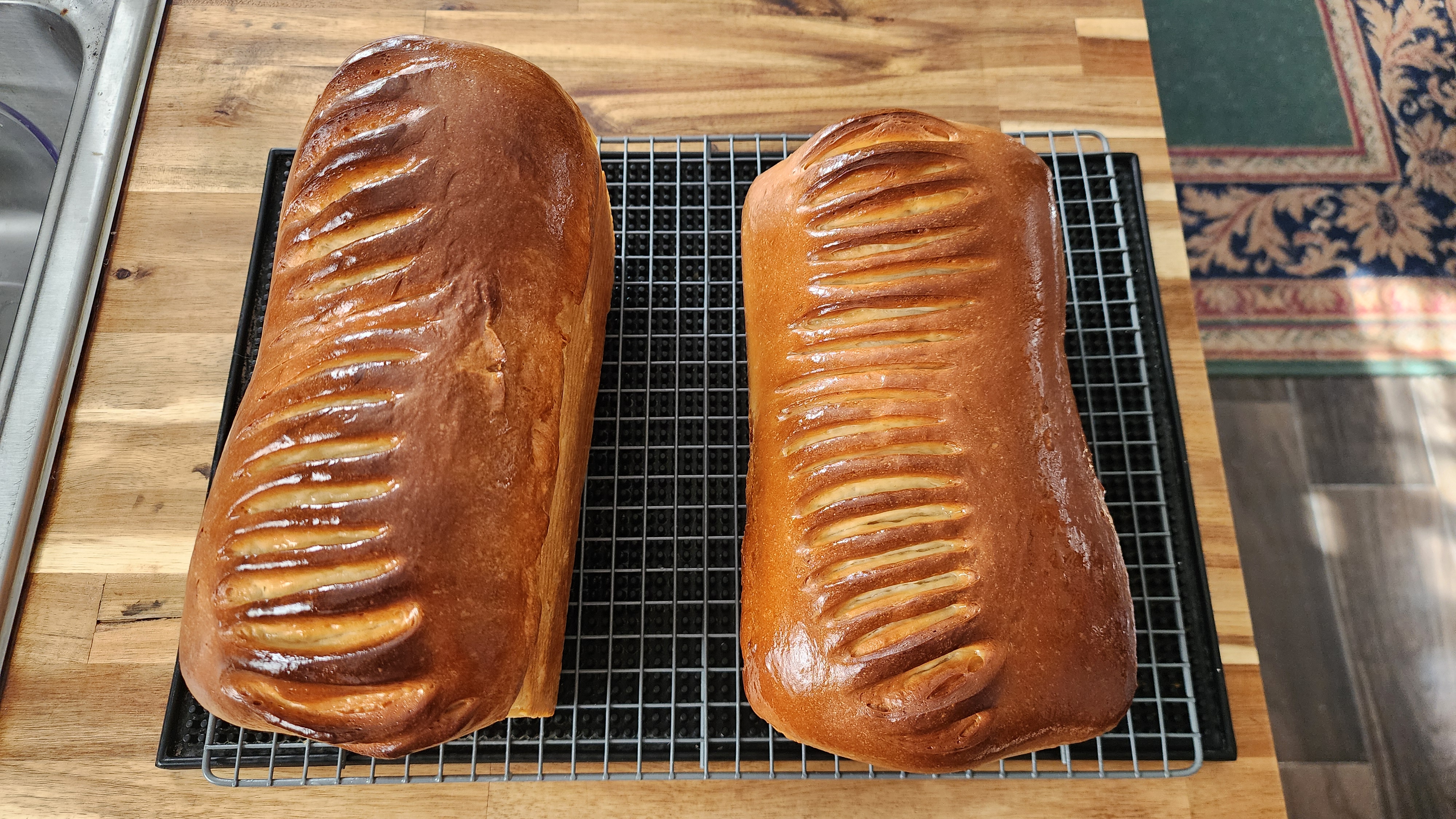 Two delicious fresh baked loaves of bread