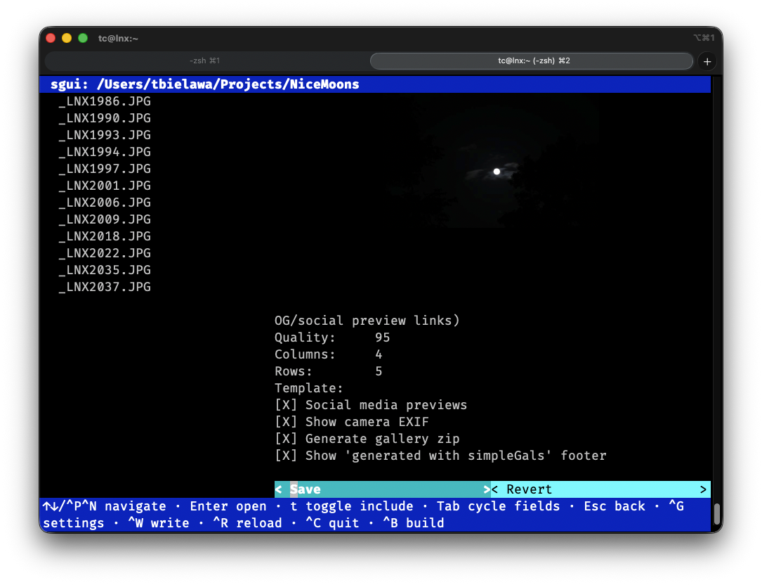 The gallery-wide settings panel in sgui