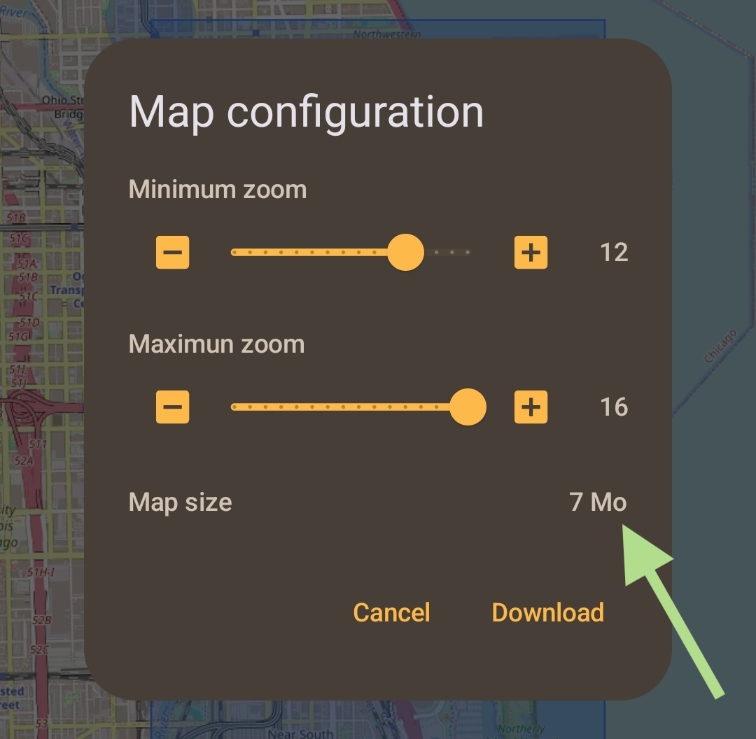 TrekMe says the map download size is 7 Megaoctets